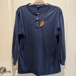 Vintage Disney Women 90s Pooh Tigger Piglet Embroidered Crewneck‎ Henley No Size